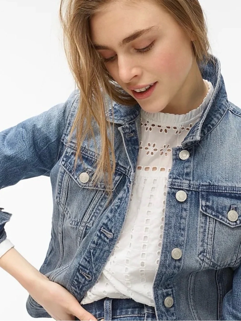 J. Crew Classic Denim Jacket in Brilliant Day Wash Size Large